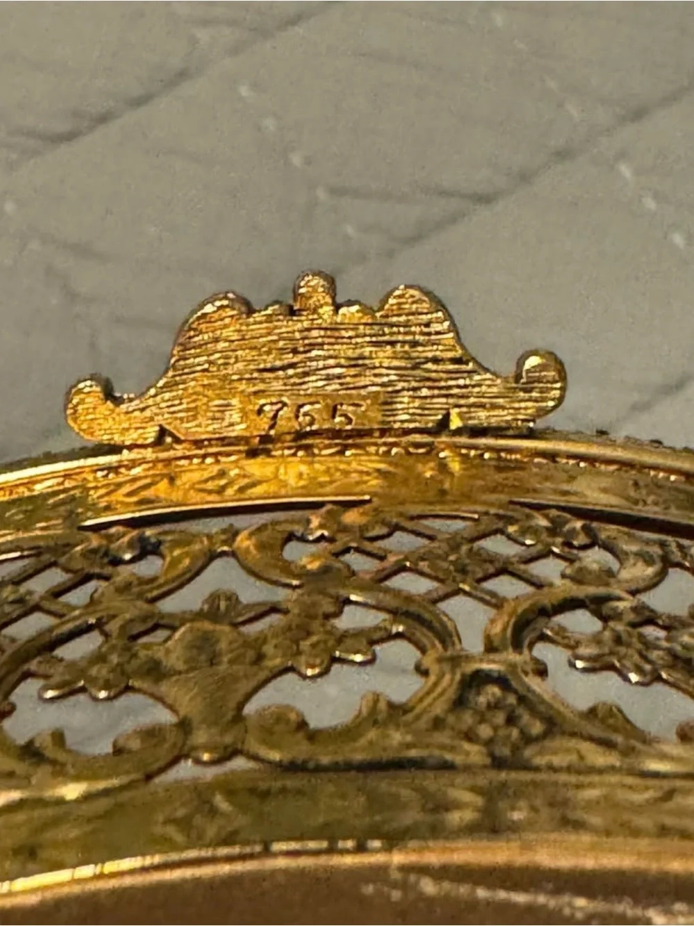 Ornate Gold Filigree Trinket Box with Floral Accent